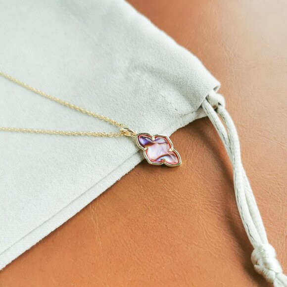 Kendra Scott Framed Abbie Gold Light Burgundy Illusion Pendant Necklace Trendy J - Picture 2 of 4